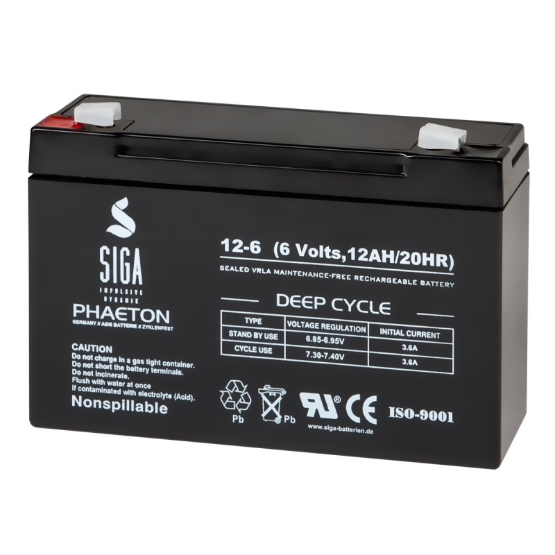 SIGA AGM battery 12 Ah, 6V