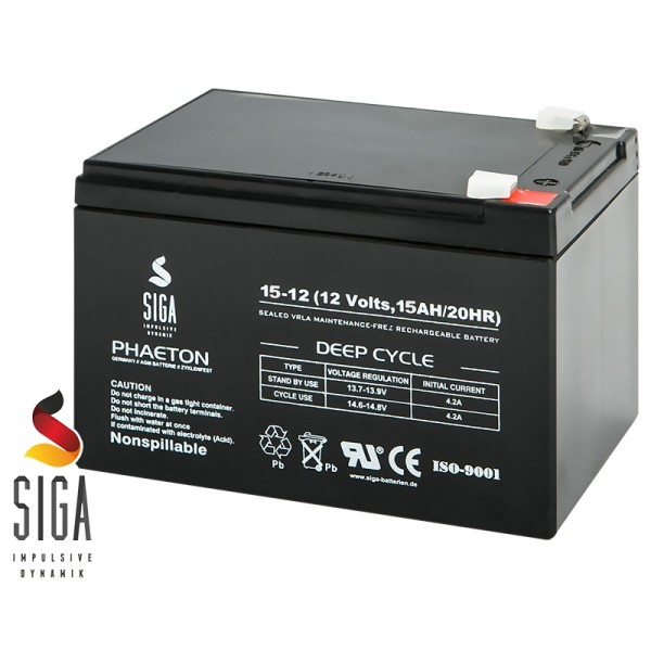 SIGA AGM batteria 15Ah, 12V