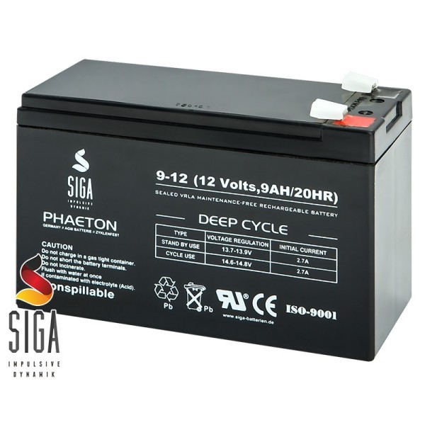 SIGA AGM batteria 9Ah, 12 V 