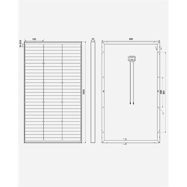 Monokristalni solarni panel – tehnologija HPBC, 100 W 12 V