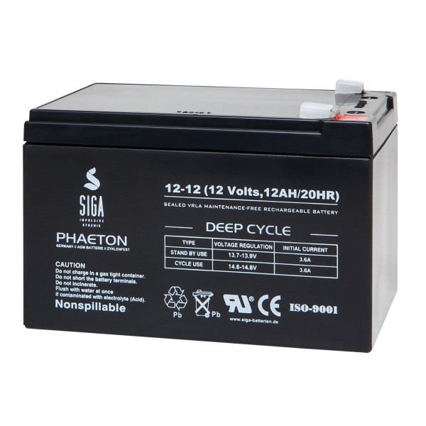 SIGA AGM batteria 12 Ah, 12 V