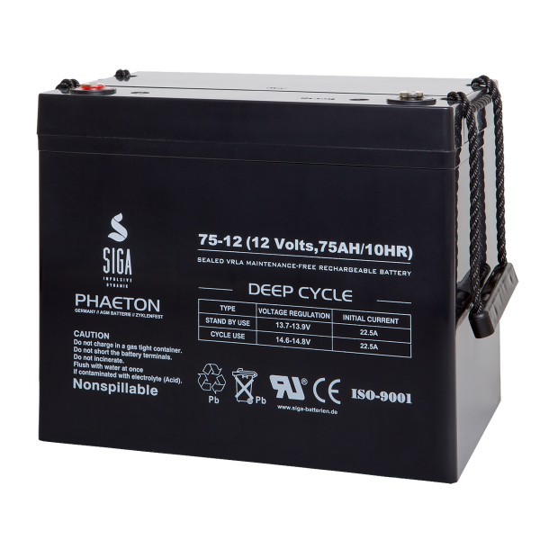 SIGA AGM batteria 75 Ah, 12 V