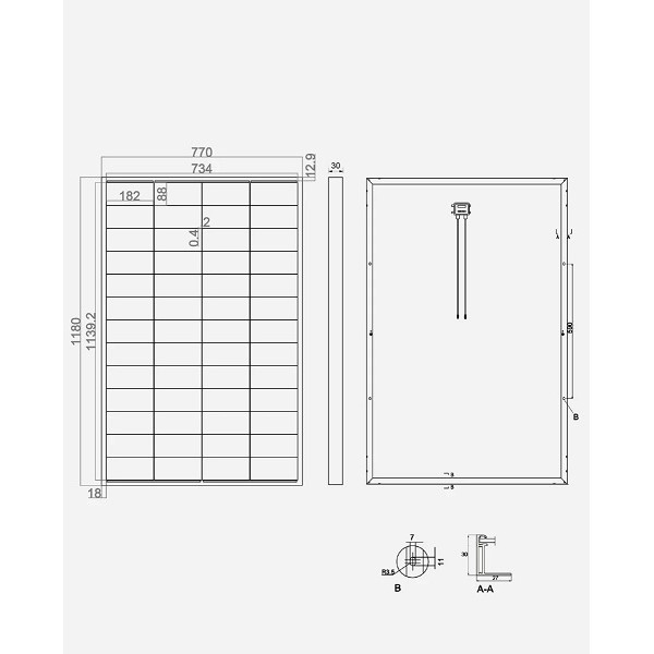 Monokristalni solarni panel– tehnologija HPBC, 200 W 12 V