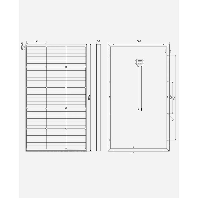 Monokristalni solarni panel – tehnologija HPBC, 100 W 12 V