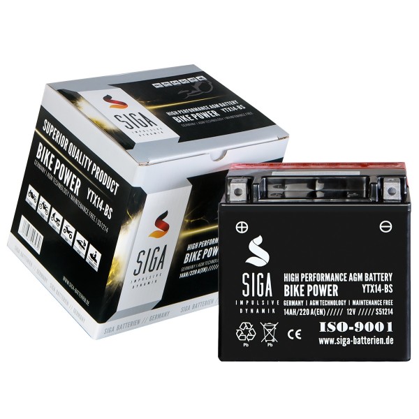 AGM Motorcycle battery 14 Ah (L+)